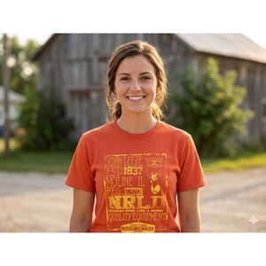 Orange John Deere Short Sleeve Shirt T-Shirt Size Small